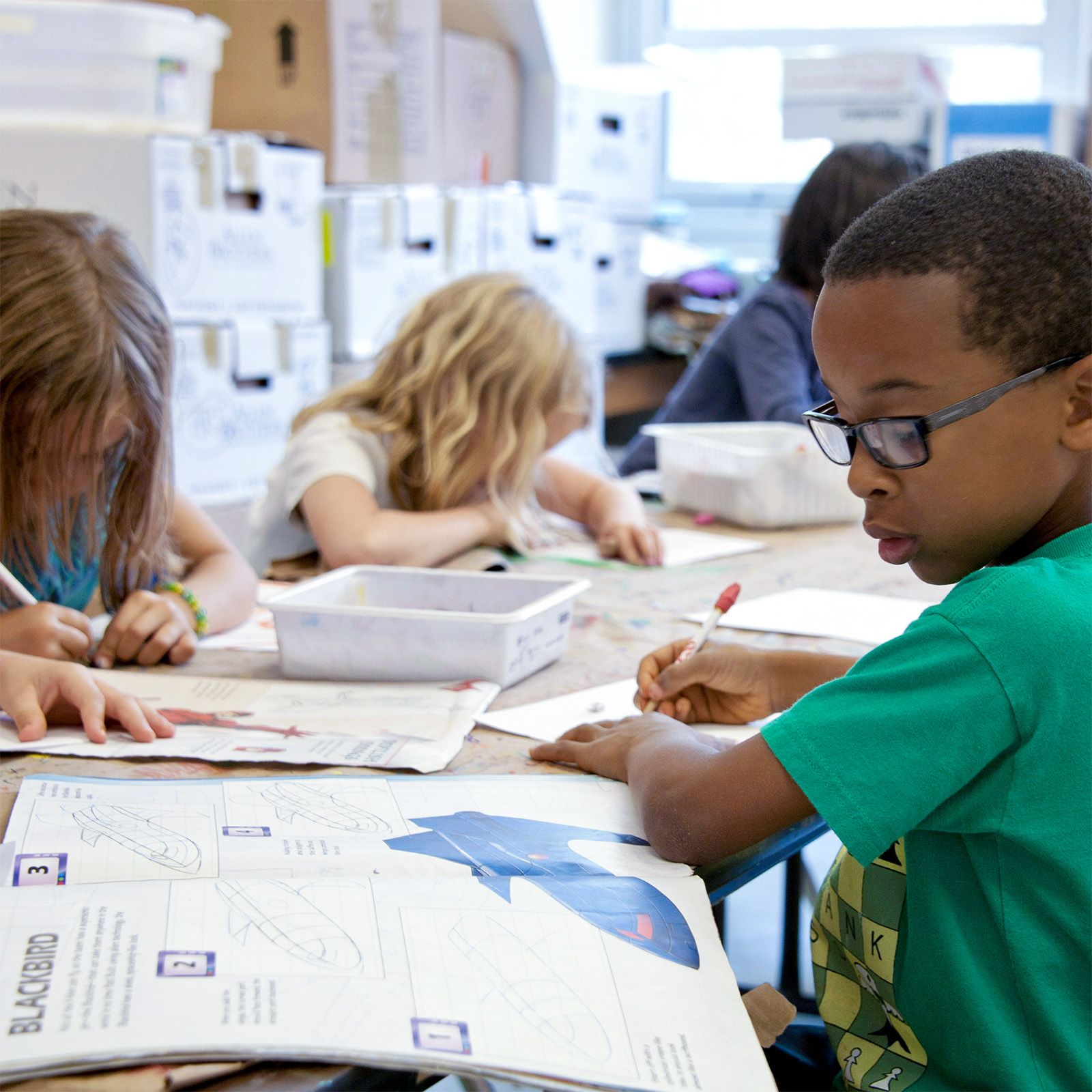 School children working in class