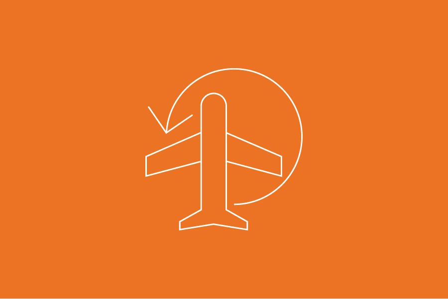 Sustainable Aviation icon with a plane in a circle