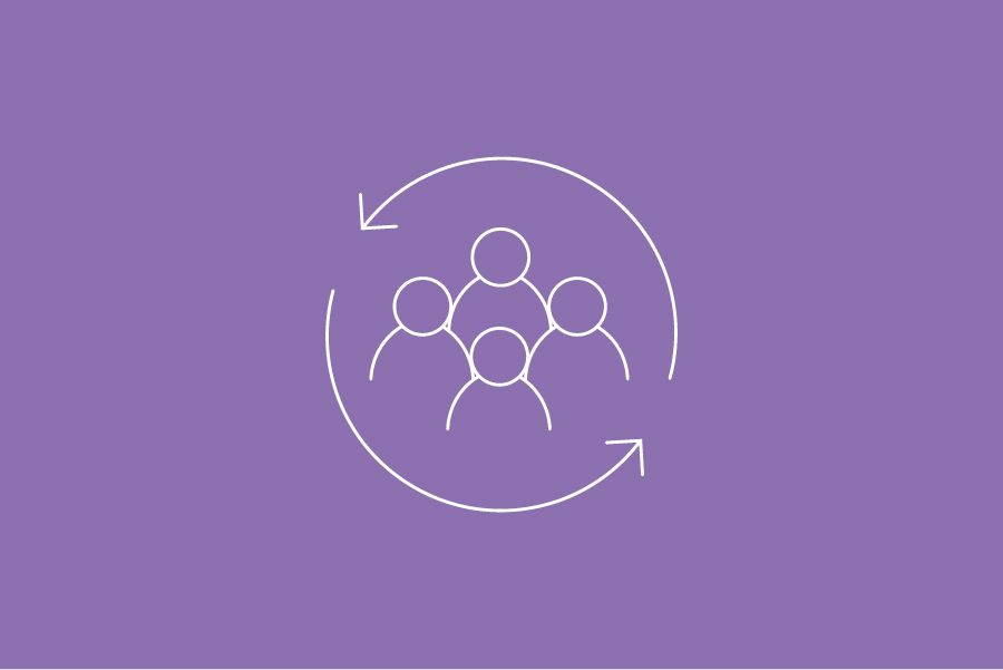 Societal transformation icon of multiple people in a circle