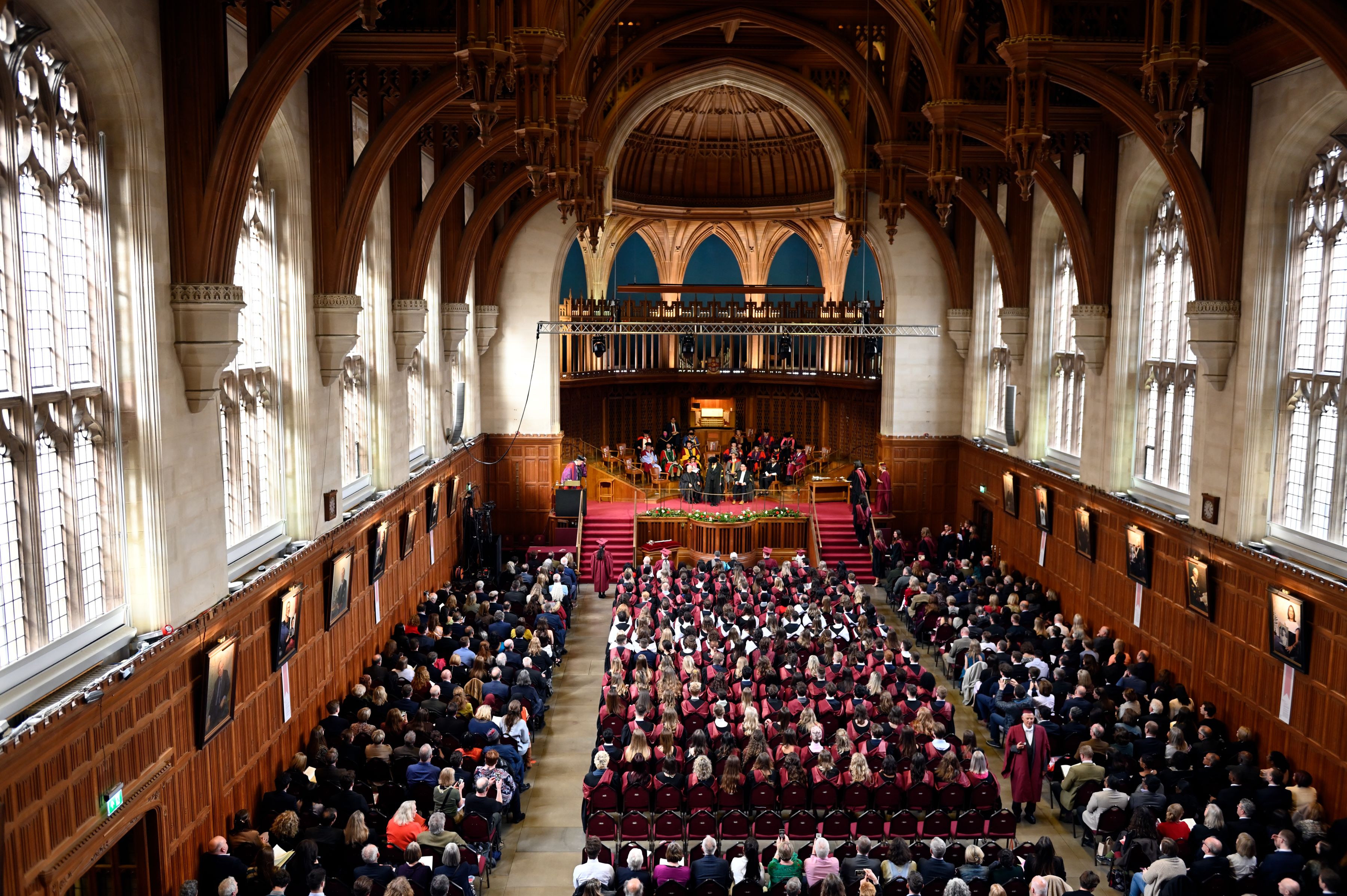 A graduation ceremony taking place in the Great Hall